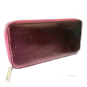 Hobo International Polished Leather Zip Around Wallet, Garnet